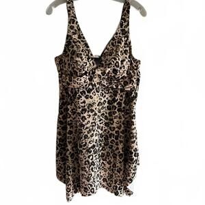 Size 16 Top Leopard Print Swim Dress by Swimsuits for All